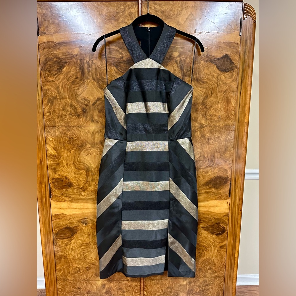 Hutch Anthropologie Size 6 Shift Dress Black Metallic